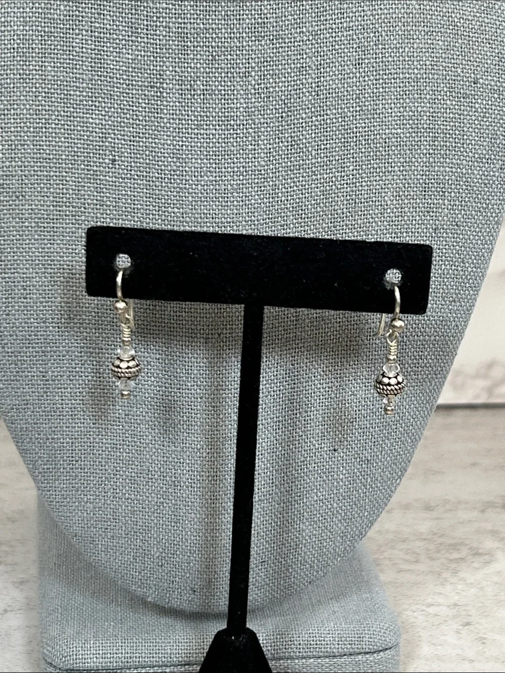 Sterling Silver Beaded Drop Earrings - Silver